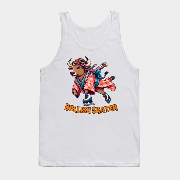 Ice skating cow Tank Top by Japanese Fever